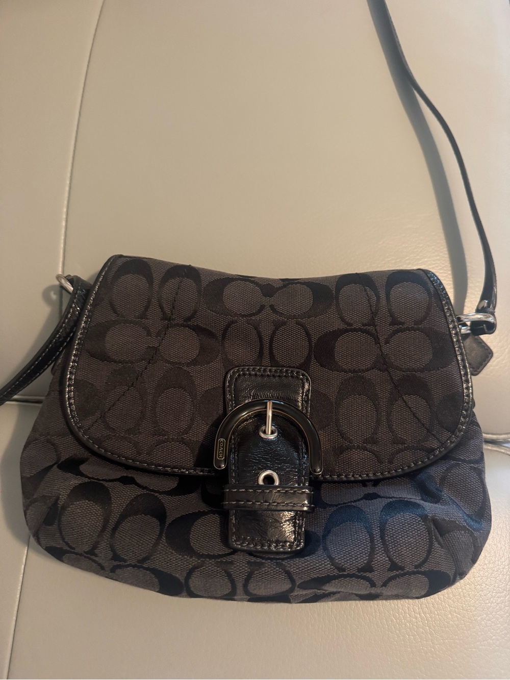 Coach Signature Jacquard Crossbody Bag in Charcoal/Black